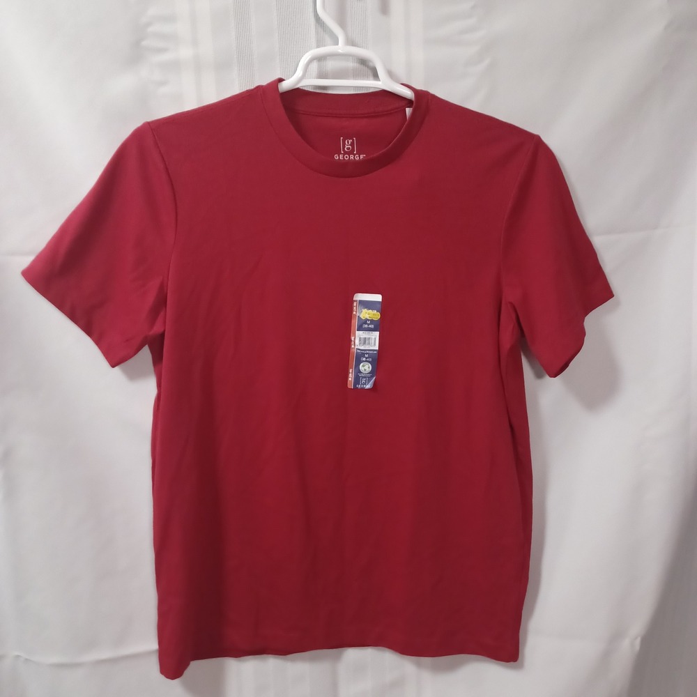 George T-Shirt Mens M Red GE SS Crew Tee Solid Short‎ Sleeve Recycled Blend